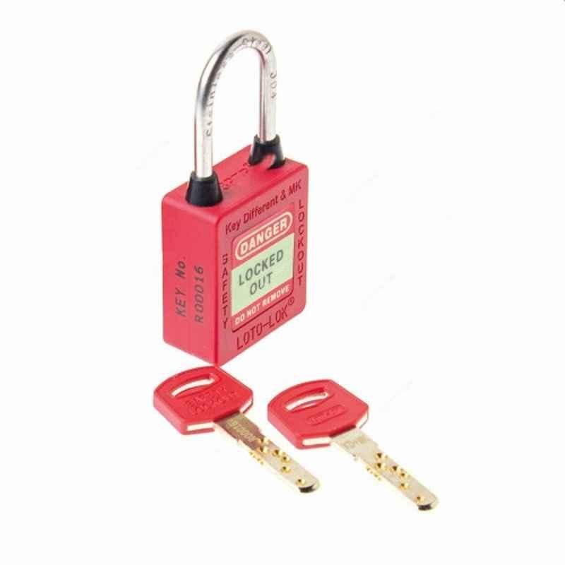 Loto-Lok 40x5mm Nylon & Stainless Steel Red Three Point Traceability Padlock, 3PTPRKDMKR40