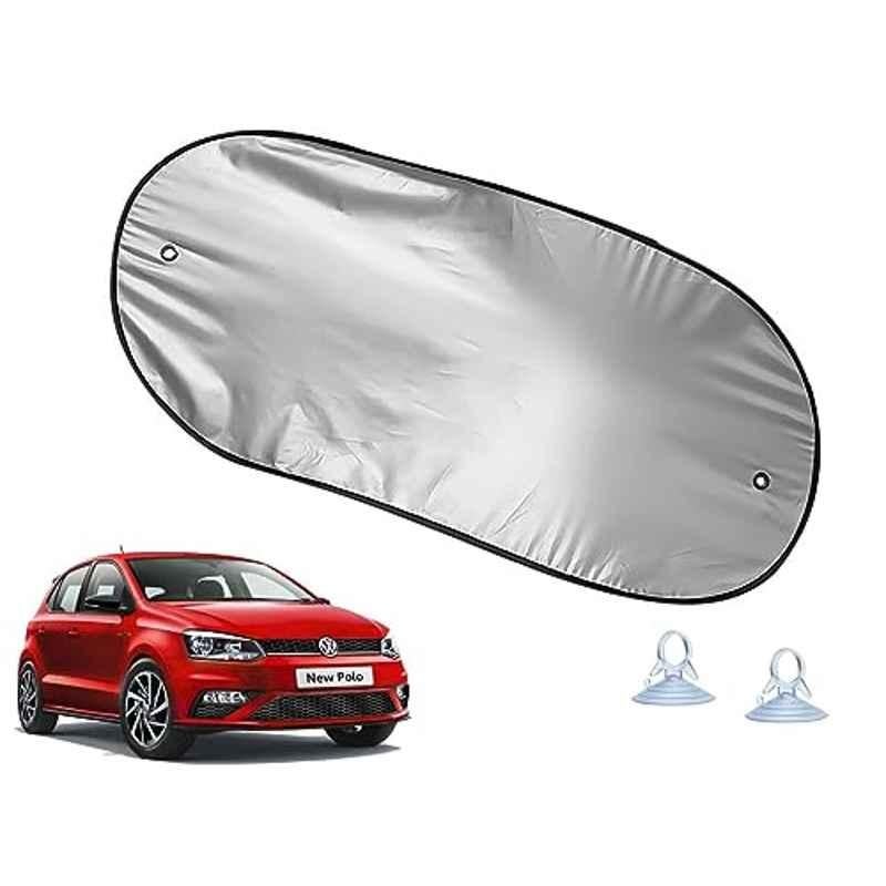 Auto Pearl Polyester Black & Silver Rear Window Sun Shade Curtain with Storage Pouch for Volkswagen Polo 2010
