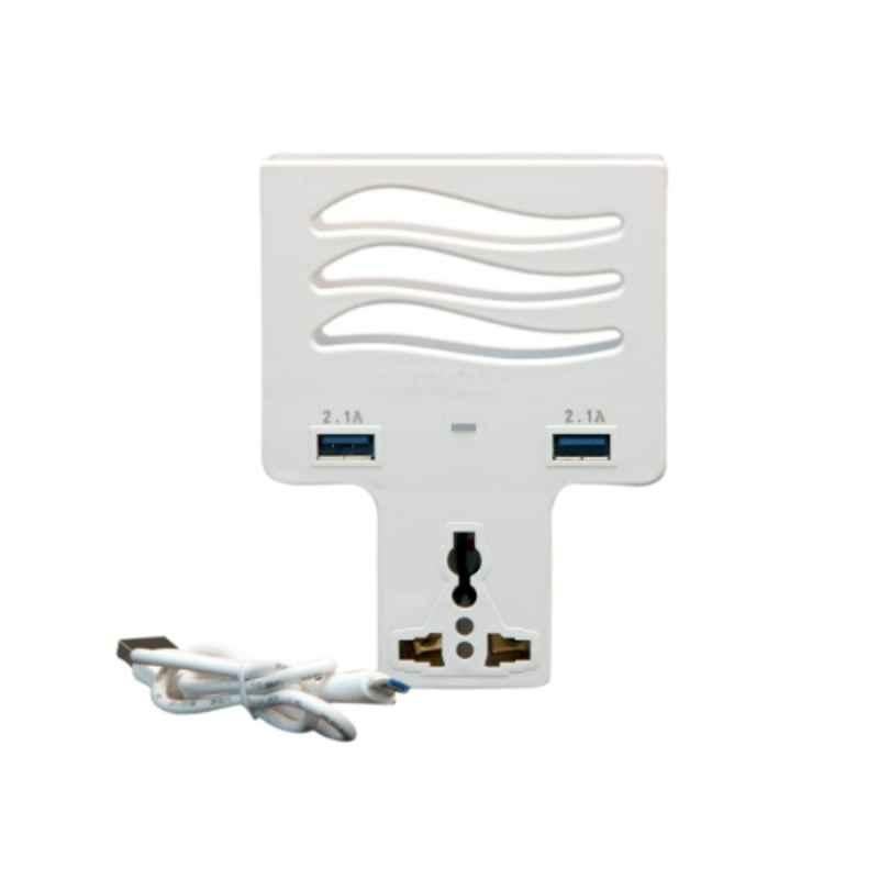 Globex 5VDC Plastic Universal Mobile Charging Stand with Conversion Plug , Dual USB Port & Micro USB Cable