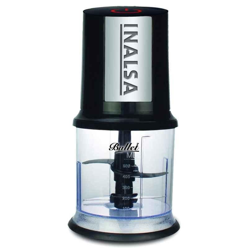 Inalsa Bullet 400W 900ml Black & Silver Copper Motor Electric Chopper with Twin Blade