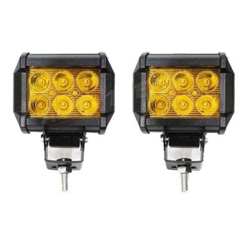 AllExtreme EX6FY2P 2 Pcs 6 LED 18W Amber Yellow Fog Light Bar Spot Beam Lamp Set
