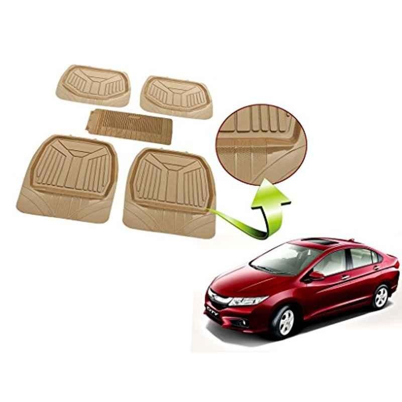 Kozdiko 5 Pcs Rubber Beige 3G Rubber Mat Set for Honda Mobilio