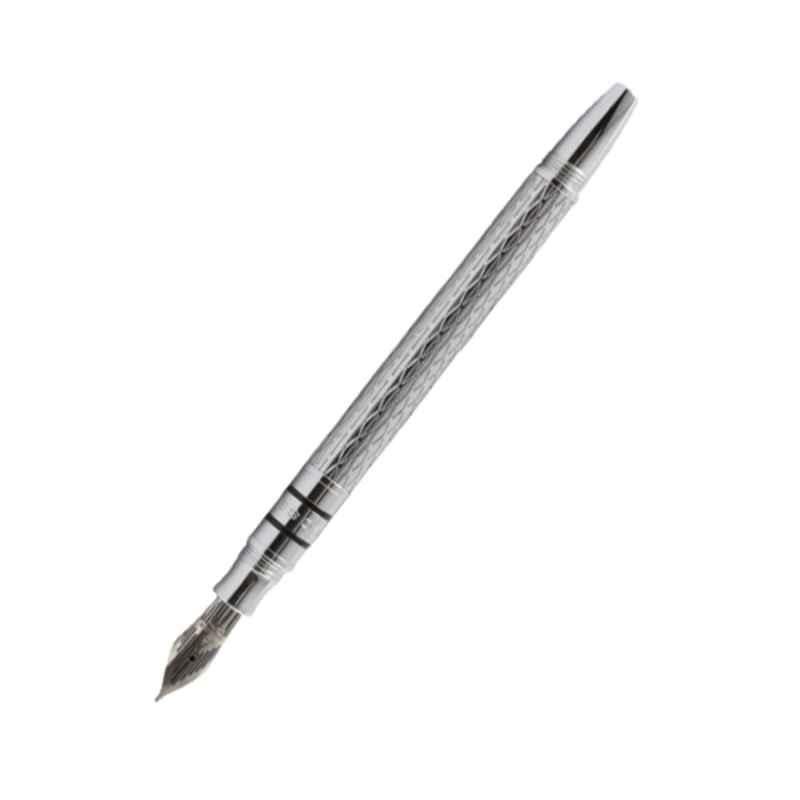 Cross Spire Icy Black Ink Chrome & Rhodium Plated Fountain Pen, AT0566-3MD