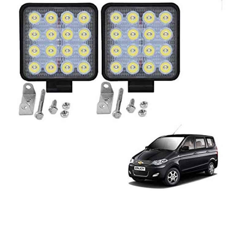 Kozdiko 2 Pcs 48W 16 LED White Bright Beam Square Fog Light Set for Chevrolet Enjoy, koz_92707