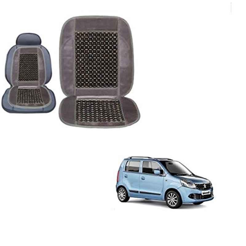Kozdiko Wooden Bead Seat with Grey Velvet Border for Maruti Suzuki Old Wagon R 2000-2010