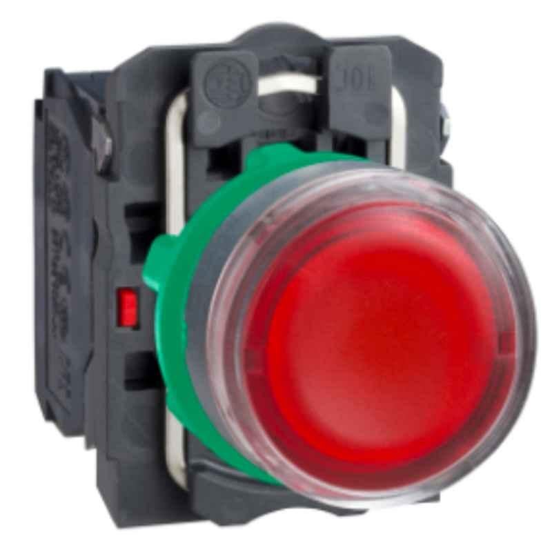 Schneider Harmony 1NO+1NC Plastic Red Flush Illuminated Spring Return Push Button, XB5AW34B5