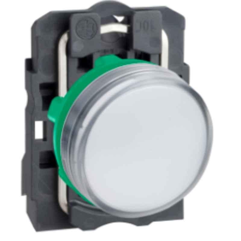 Schneider Harmony 230-240 VAC Plastic White Plain Lens Pilot Light with Integral LED, XB5AVM1