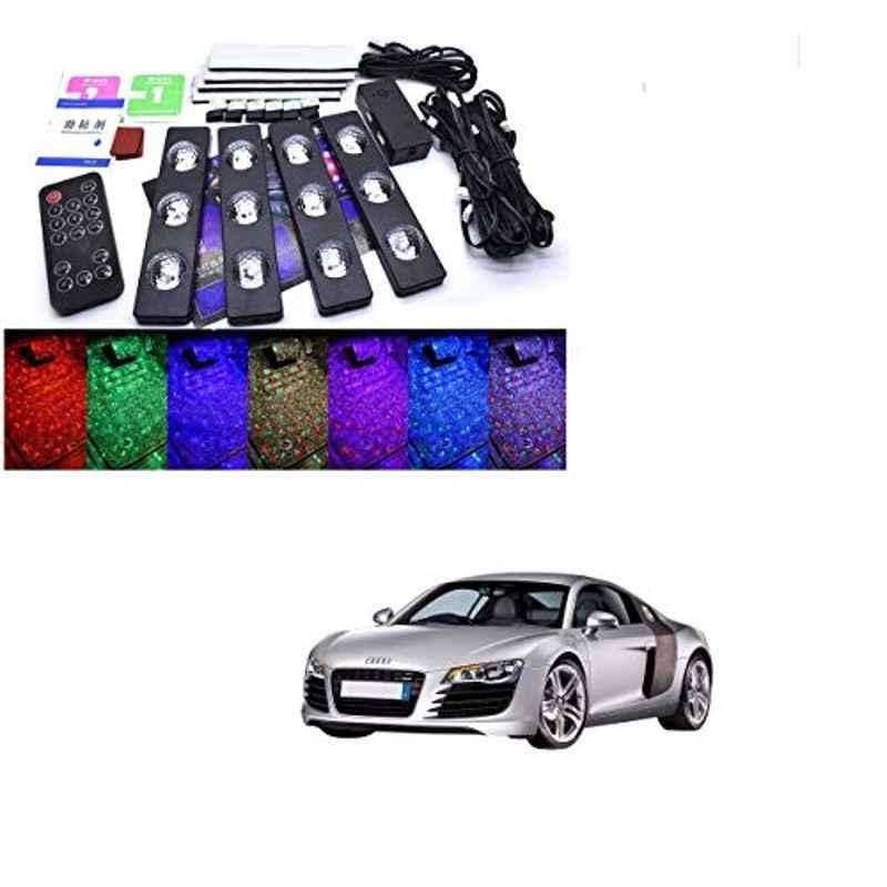 Kozdiko 4 Pcs 7 Colour Seat Bottom Car Star Light Kit with Remote Control For Audi R8