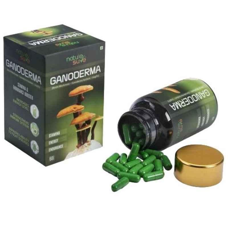 Nature Sure 60 Pcs Ganoderma Lingzhi Reishi Mushroom Capsules for Stamina
