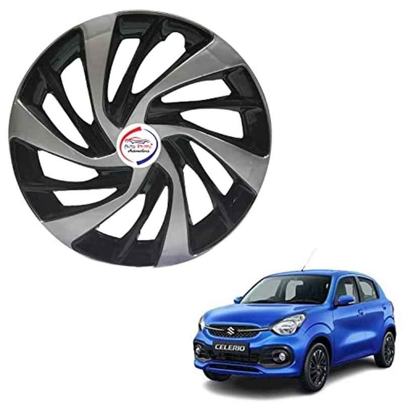 Auto Pearl 4 Pcs 14 inch ABS Black & Silver ERSB01 Hubcap Wheel Cover Set with Retention Ring for Maruti Suzuki Celerio 2021
