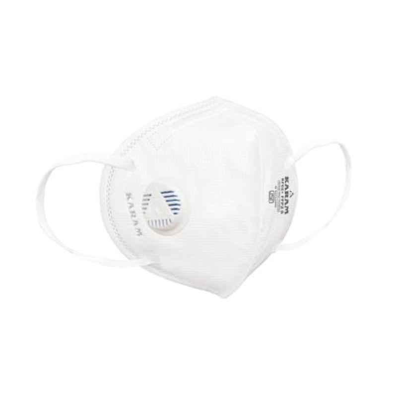 Karam Select White FFP2S Disposable Face Mask with Ear Loops & Exhalation Valve, RF02+
