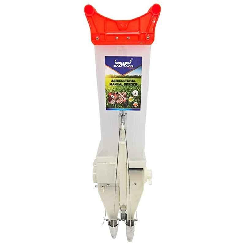 Balwaan S-2 Plastic White Agricultural Double Barrel Manual Seeder Cum Fertilizer, MTAK-MA-HA-5310
