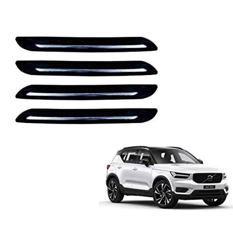 Kozdiko 4 Pcs PVC Black Car Bumper Protector Set with Chrome Strip for Volvo XC40