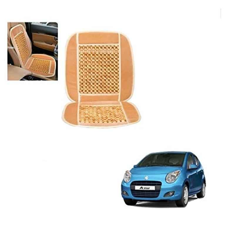 Kozdiko Wooden Bead Seat with Beige Velvet Border for Maruti Suzuki A-Star, KOZ-86654