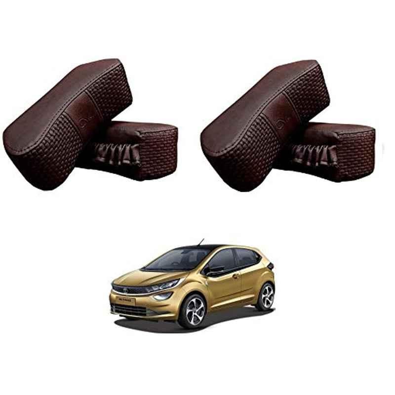 Kozdiko 4 Pcs CV Designer Cola Leatherite Neck Rest Car Cushion Pillow Set for Tata Altroz