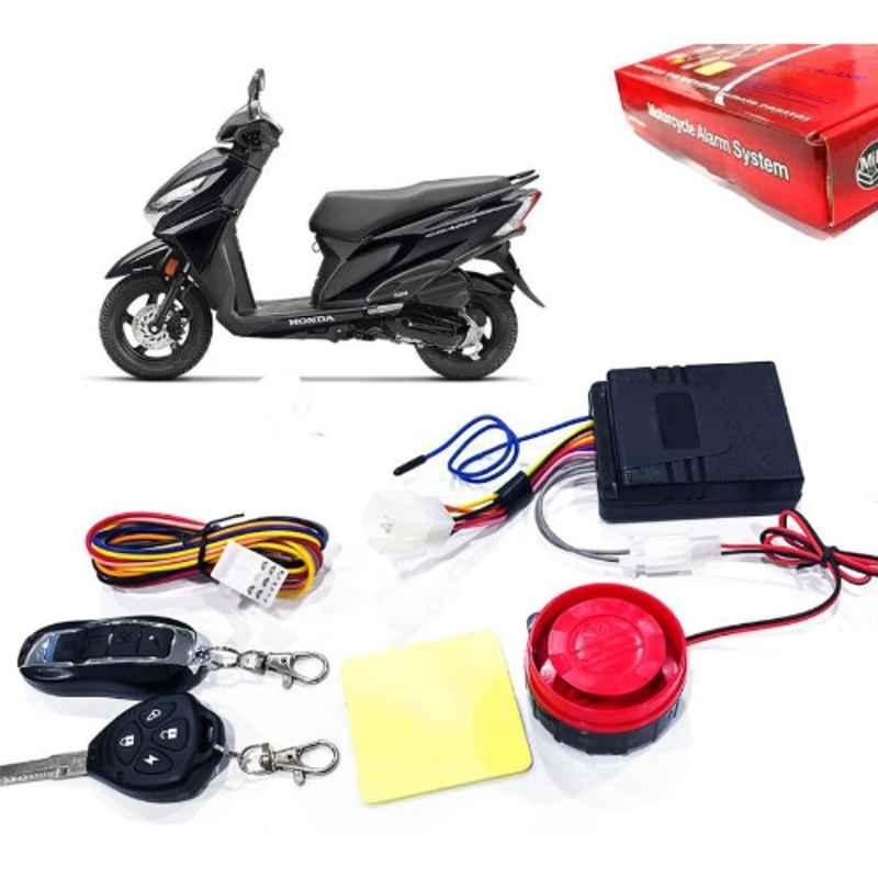 Auto Pearl 12V Black Two-Way Anti Theft Motorcycle Alarm Kit with 2 Pcs Remote for Grazia