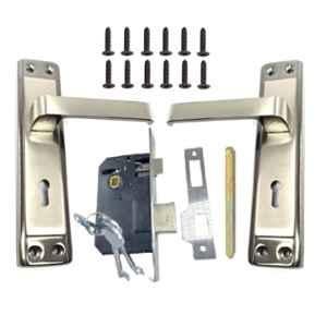 Generic 7 inch Steel Silver & Black Mortise Lock Set, LML6-S702MSB