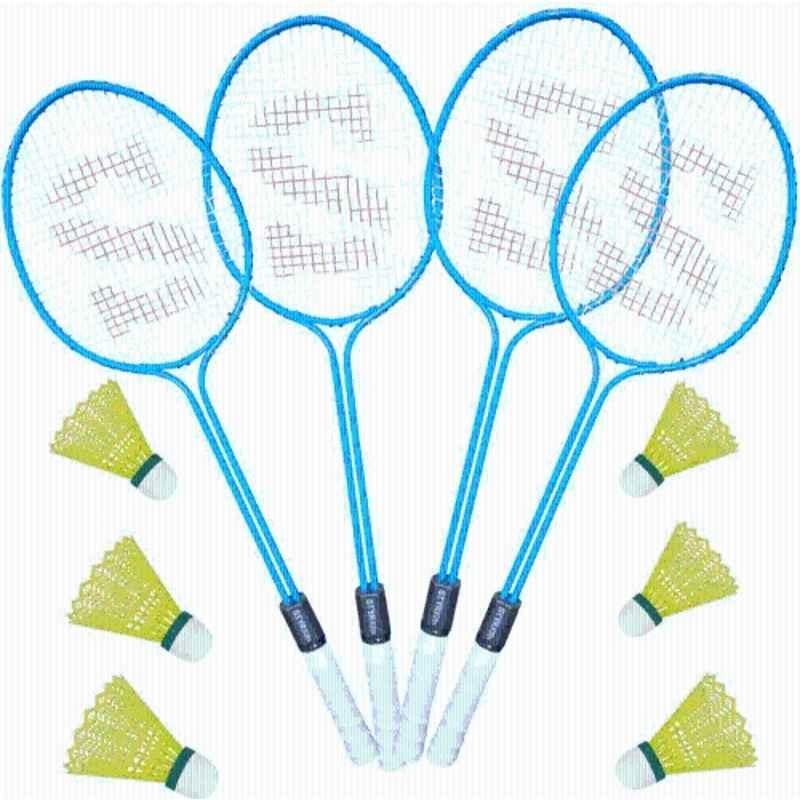 STYRKR Alloy Steel Multicolour Badminton Racquet Set of 4 Steel Frame with Shuttlecocks Pack of 6 Badminton Kit