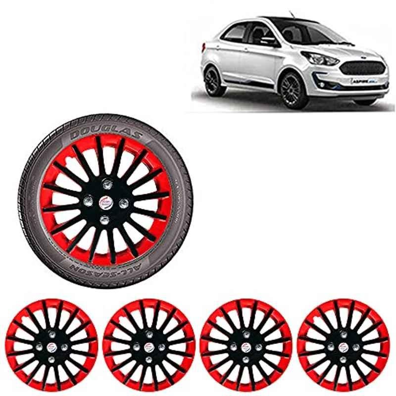 Auto Pearl 4 Pcs 14 inch ABS Black & Red Car Wheel Cover Set for Ford Aspire 2019
