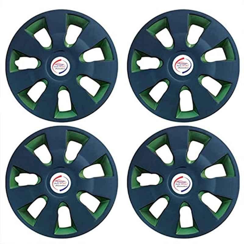 Auto Pearl 4 Pcs 13 inch ABS Black & Green Car Wheel Cover Set for All Car, ORC2