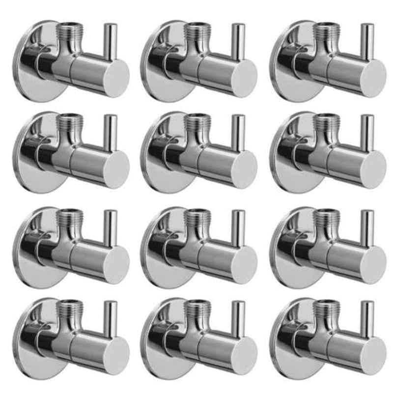 Joyway Flora Brass Chrome Finish Silver Angle Valve Stop Cock (Pack of 12)