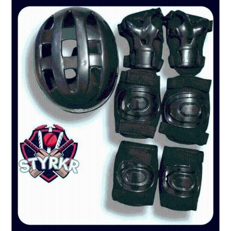 STYRKR Plastic & EVA Foam Black protective Skating/Cycling Guard Kit | Multi Sport Gear for Kids 16 Cycling KitKIT-728