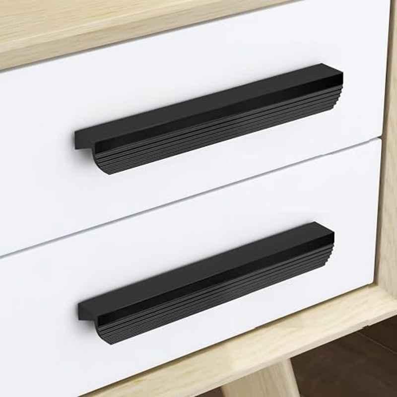 Plantex 160mm Aluminium Black Matte Finish Pull Cabinet Handle for Home & Office, APS-DTC-5200-BLK-160MM-PK-2 (Pack of 2)