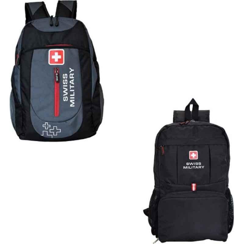 Buy Swiss Military 25 Litre Polyester Black Laptop Backpack Black Casual Backpack Combo LBP40 BP6 Online At Price 2096