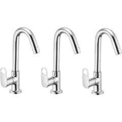 Senkiddpro Prime Brass Chrome Finish Deck Mounted 360 Degree Moving Sink Tap (Pack of 3)