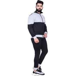 World Sports Cotton Blend Light Grey & Black Track Suit for Men, SPSY-TSM20LGBLACK, Size: M