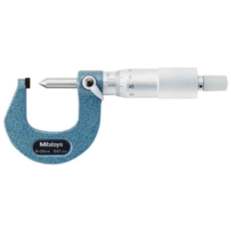 Mitutoyo 0-25mm Mechanical Counter Point Spindle & Blade Anvil Crimp Height Micrometer, 142-402