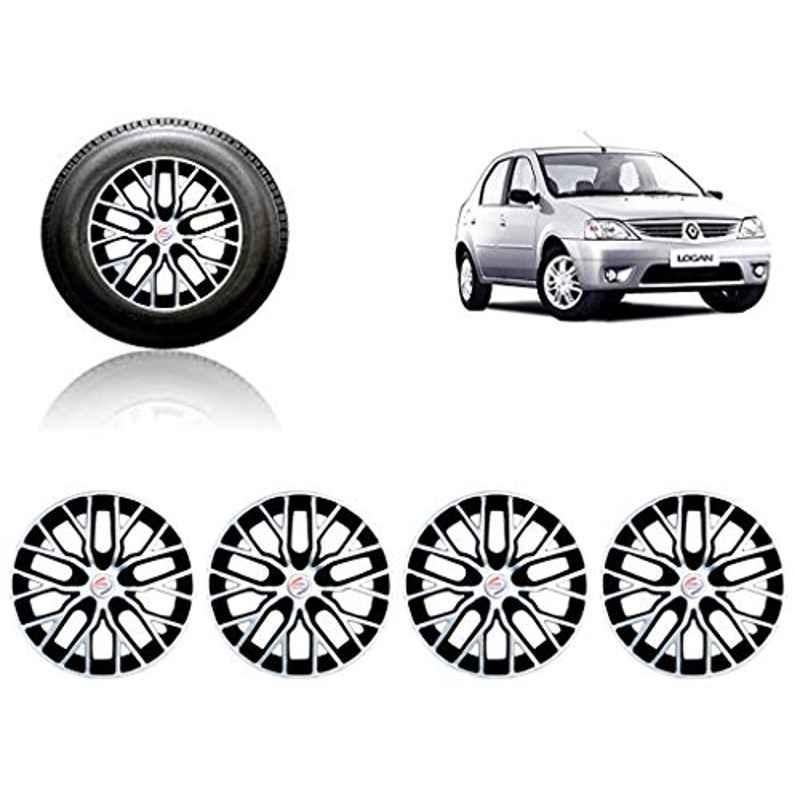 Auto Pearl 4 Pcs 14 inch ABS Silver &a; Black Press Type Fitting Car Wheel Cover Set for Renault Logan-picture-39