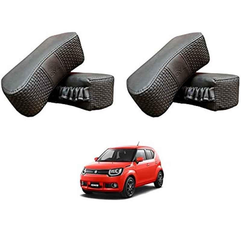 Kozdiko 4 Pcs CV Designer Grey Leatherite Neck Rest Car Cushion Pillow Set for Maruti Suzuki Ignis