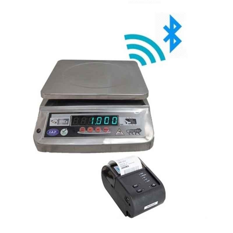 Hsco 50kg 250x300mm Stainless Steel Electronic Table Top Bluetooth Weighing Scale With Printer, SSBBTPR50