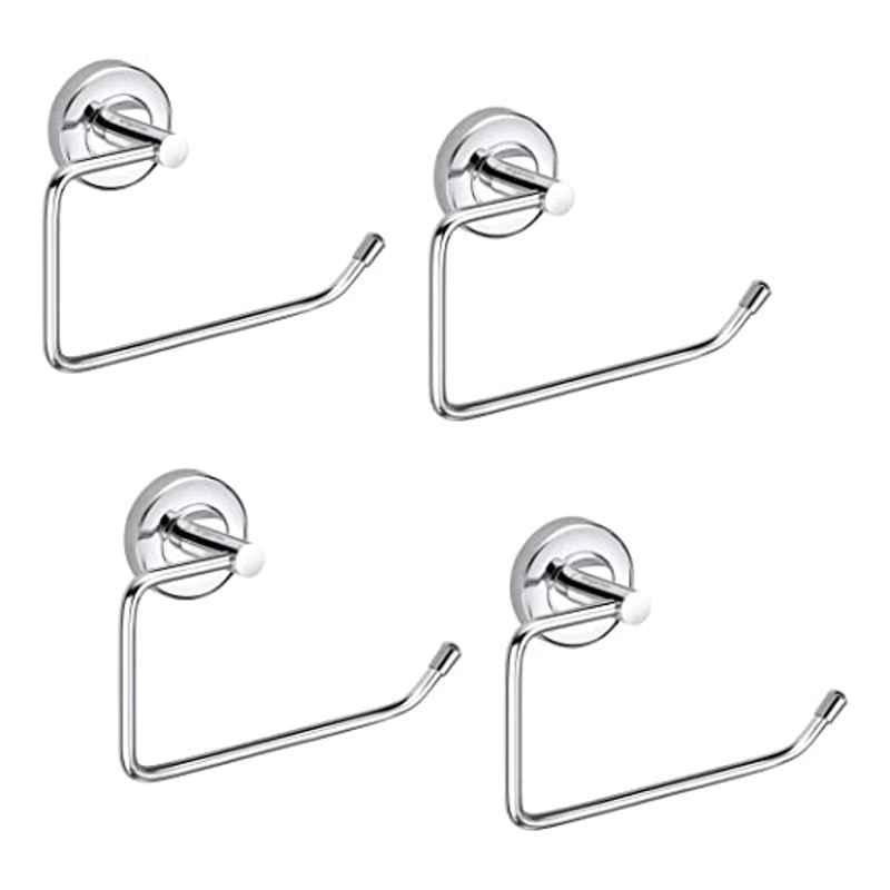 Aligarian Stainless Steel Chrome Finish Wall Mounted C-Shaped Round Base Open Towel Ring (Pack of 4)