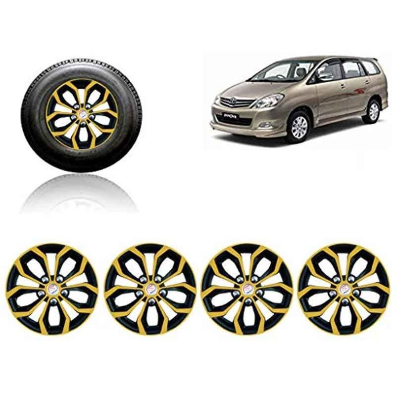 Auto Pearl 4 Pcs 15 inch ABS Golden & Black Car Wheel Cover Set for Toyota Innova