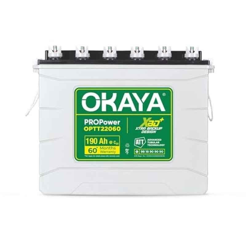 Okaya PROPower 190Ah 12V Tall Tubular Inverter Battery with XBD+ Technology, OPTT22060