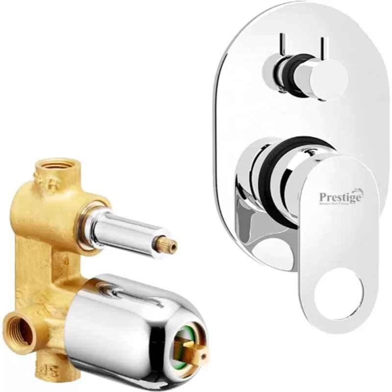 Prestige Prime Brass Chrome Finish Silver Single Lever 2 Inlet Wall Mounted Diverter Faucet