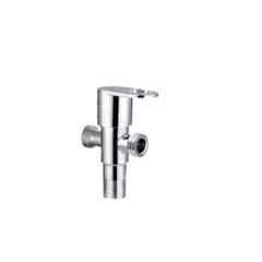 IRIS Geo Brass Silver Chrome Finish 2 Way Quarter Turn Angle Valve with Wall Flange by Moglix
