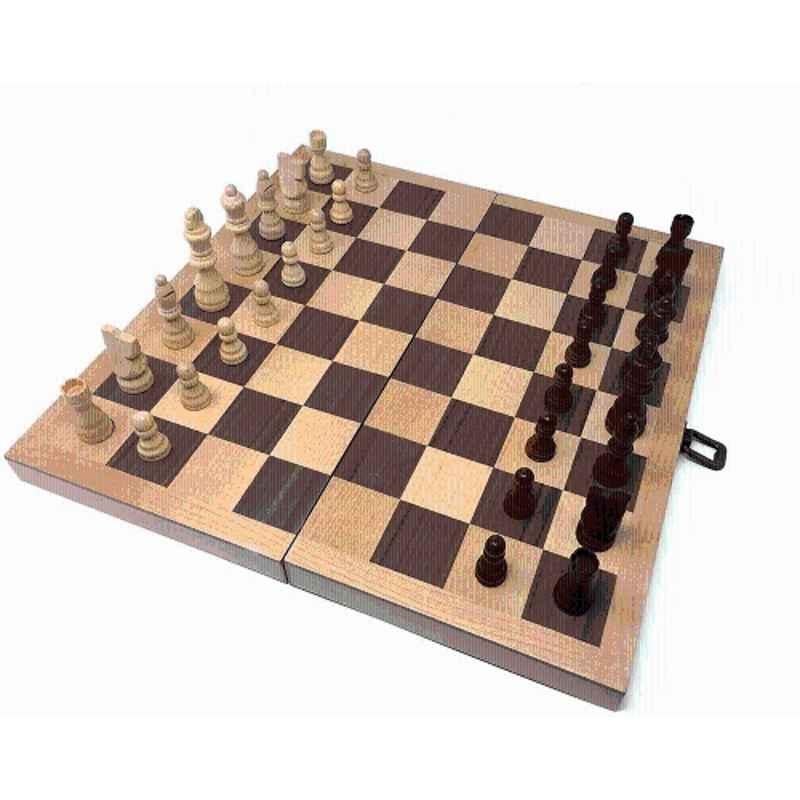 Matrica 45.72cm Walnut Wood Multicolour Chess Board with Inlaid Design