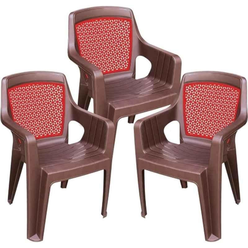 Maharaja Safari114 560x565x840mm Plastic Red Heavy Duty Luxury Armrest Chair (Pack of 3)