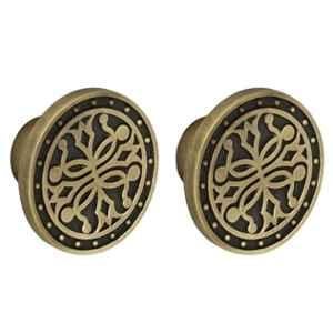 Plantex Knobs for Drawer/Round Drawer Knobs/Knobs for Cabinets/Pull-Push Knobs for Kitchen/Bedroom Drawer (Pack of 2) DTK-301, Antique Brass