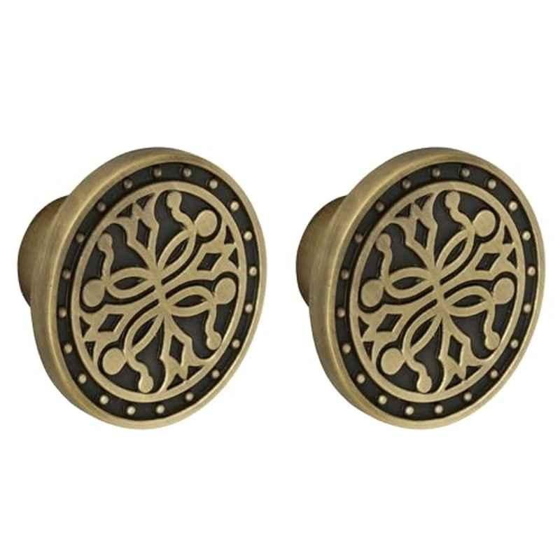 Plantex Knobs for Drawer/Round Drawer Knobs/Knobs for Cabinets/Pull-Push Knobs for Kitchen/Bedroom Drawer (Pack of 2) DTK-301, Antique Brass
