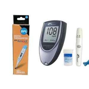 Dr Morepen BPL Accudigit DT-02 Digital Thermometer & Dr. Morepen BG 03 Gluco One Monitor Kit with 25 Pcs Test Strips Combo