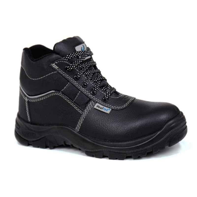 Vaultex SGB Leather Black Safety Shoes, Size: 45