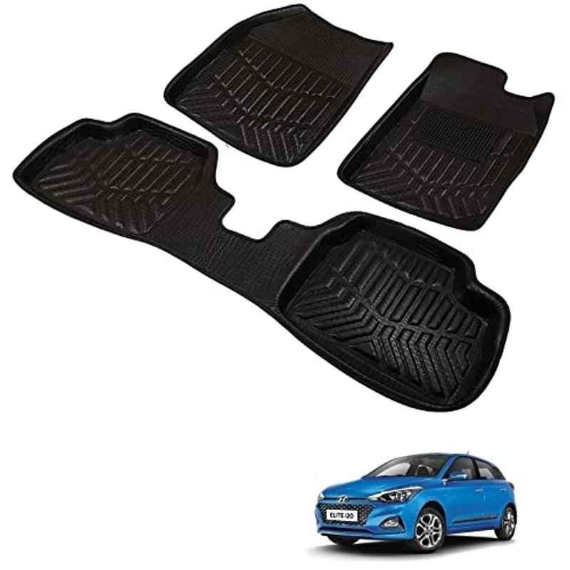 Kozdiko 3D Black Car Foot Mat Set for Hyundai Elite I20, dshbdhb202