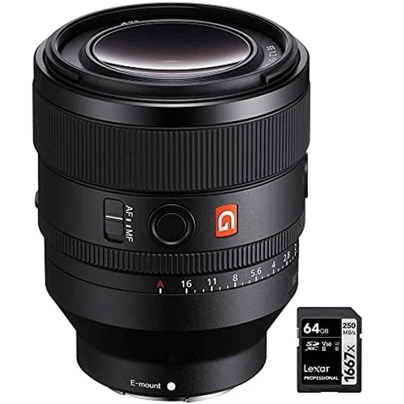 Sony SEL50F12GM 50mm F1.2 Full Frame Large Aperture E-Mount Camera Lens with Lexar Professional SDHC/SDXC 1667x UHS-II 64GB Memory Card, SEL50F12GM/Q SYX