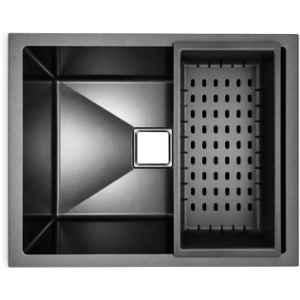 Prestige 24x18x10 inch Stainless Steel 304 Black Single Bowl Handmade Kitchen Sink with Waste Coupling, Waste Pipe & Drain Basket