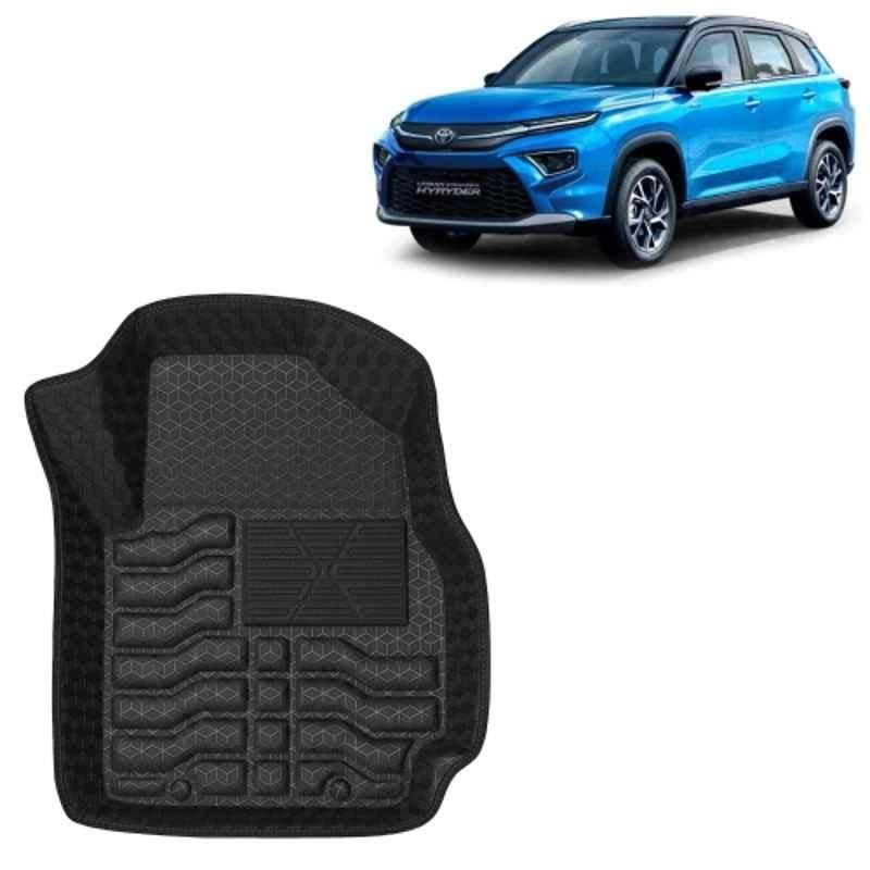 Kingsway 3 Pcs Premium 4.5D 100% Waterproof Tray Shape PVC Black Car Floor Mat Set for Toyota Urban Cruiser Hyryder 2022 Onwards All Model