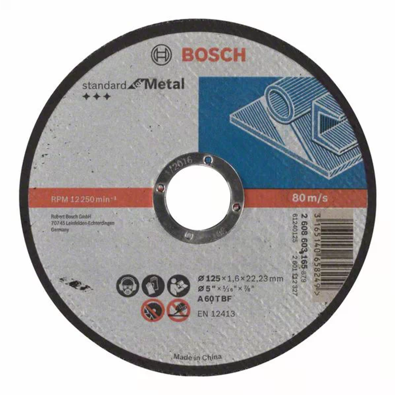Bosch 125x1.6x22.23mm A60 T BF Metal Straight Cutting Disc, 2608603165